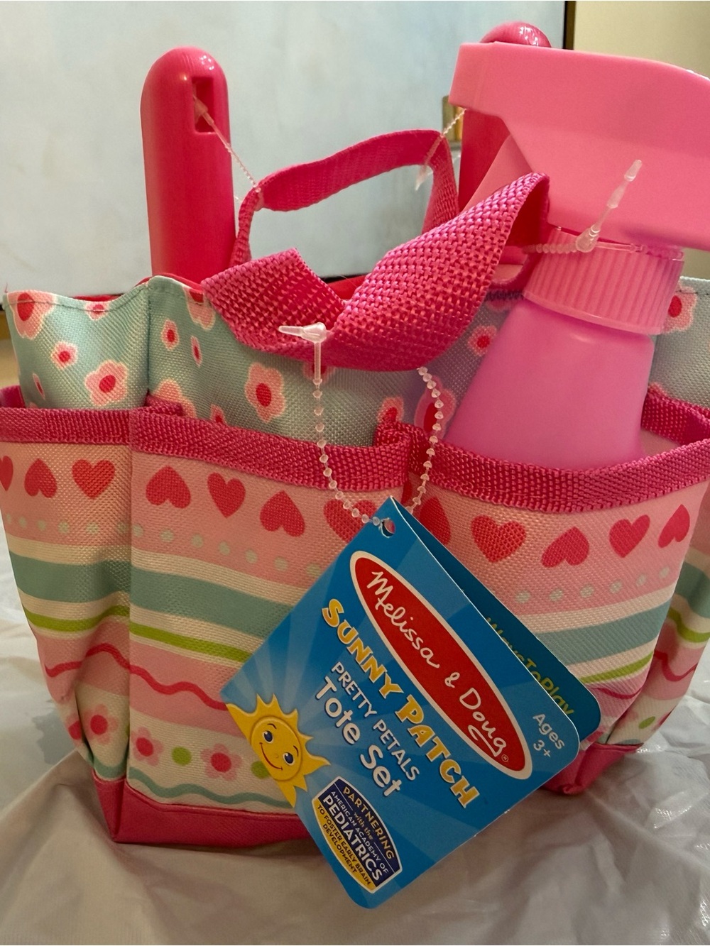 Melissa & Doug Pink Floral & Heart Garden Tote Play Set